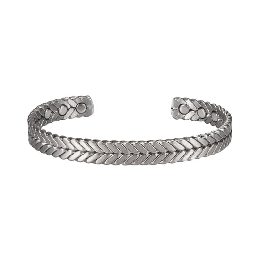  Stinger (Silver) - Copper Magnetic Open Cuff Bracelet