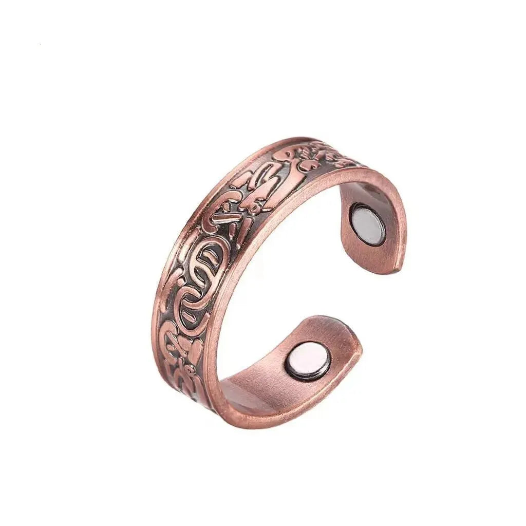 European and American Copper Vintage Simple Double Ring Pattern Magnet Energy Ring Bracelet Set