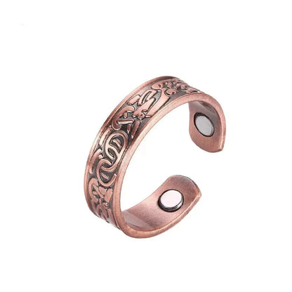 European and American Copper Vintage Simple Double Ring Pattern Magnet Energy Ring Bracelet Set