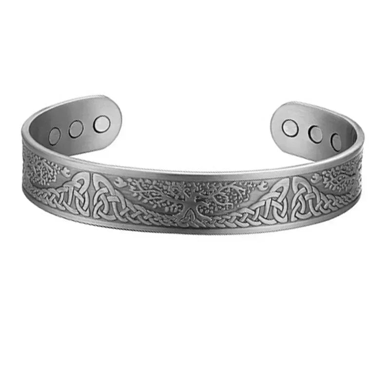 Back Country (Silver) - Copper Magnetic Open Cuff Bracelet