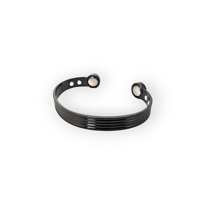 Magneto Force - Black Coated Copper Magnetic Open Cuff Men's Bracelet