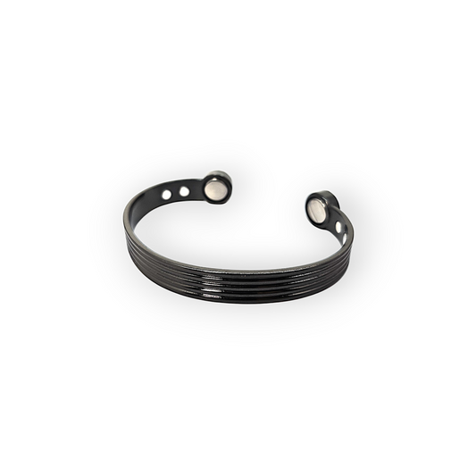Magneto Force - Black Coated Copper Magnetic Open Cuff Men's Bracelet