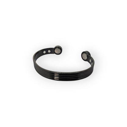Magneto Force - Black Coated Copper Magnetic Open Cuff Men's Bracelet