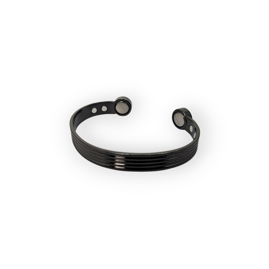 Magneto Force - Black Coated Copper Magnetic Open Cuff Men's Bracelet