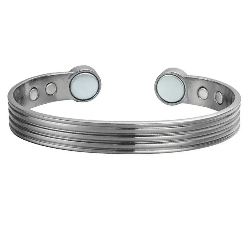 Force (Silver) - Copper Magnetic Open Cuff Bracelet