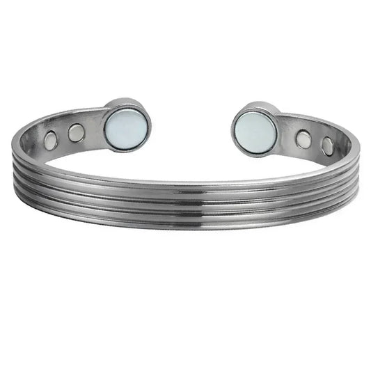 Force (Silver) - Copper Magnetic Open Cuff Bracelet
